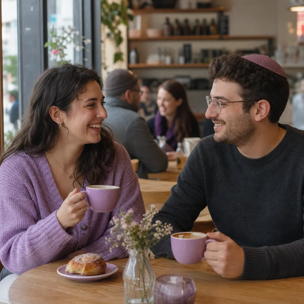 Person reviewing a Jewish dating profile on a mobile phone