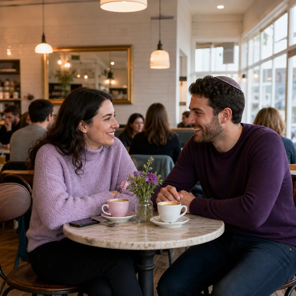 Two Leeds singles meeting at a busy city-centre café