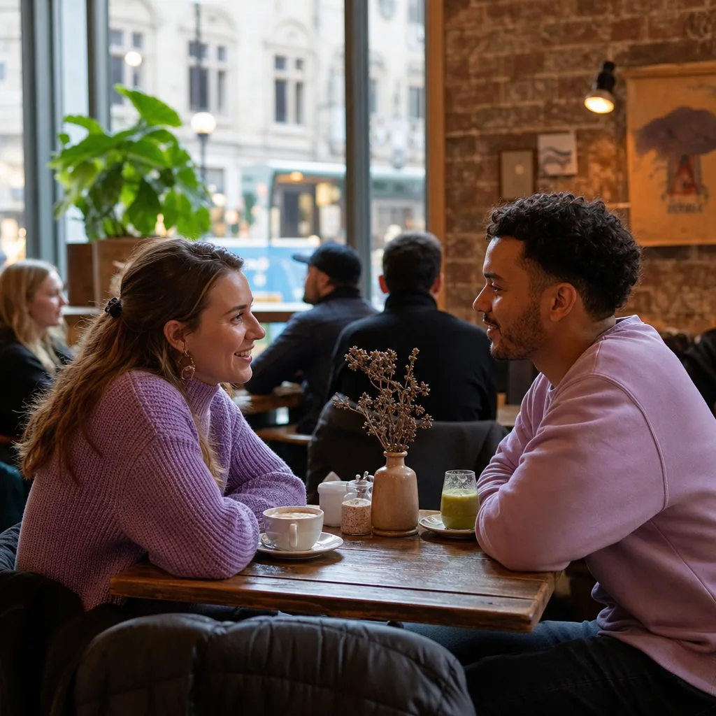 Two people sharing casual food at Leeds Kirkgate Market